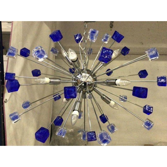 Contemporary Murano Glass Sputnik Blue Italian Handmade Chandelier For Sale - Image 9 of 13