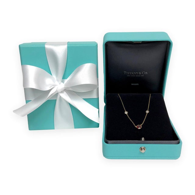 Metal Tiffany & Co Peretti 18k Gold Color by the Yard Ruby Diamond Necklace .50ct CNTR For Sale - Image 7 of 7