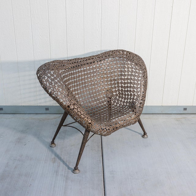 Modern Raymond Moralès Attributed Fauteuil À Corbeille Sculptural Bronzed Steel Lounge Chair, 1990s For Sale - Image 3 of 16