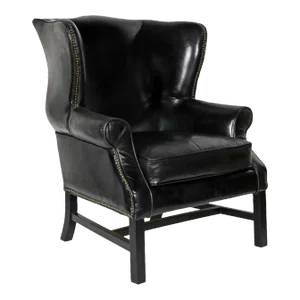 Matthew Izzo Home Black Leather Carlisle Wingback Chair