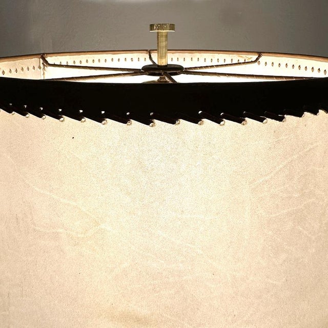 Metal Mid-Century Modern Floor Lamps in Leather and Parchment, Germany, 1960, Set of 2 For Sale - Image 7 of 10