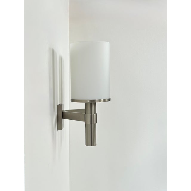 Model 1141 Double Wall Light in Metal and Opaline Glass from Perzel, France, 1960 For Sale - Image 9 of 11