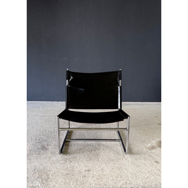 Mid-Century Modern Mid-Century Modern Minimalist Leather Lounge Chair, France, 1970s For Sale - Image 3 of 18