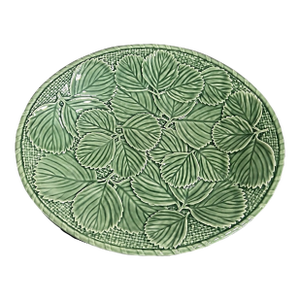 Vintage Bordallo Pinheiro Majolica Strawberry Leaf Serving Platter
