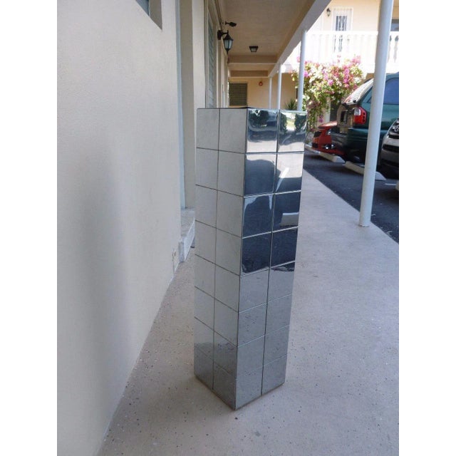 Chrome 1970's Vintage Paul Evans Cityscape Style Chrome Patch Pedestal For Sale - Image 8 of 11