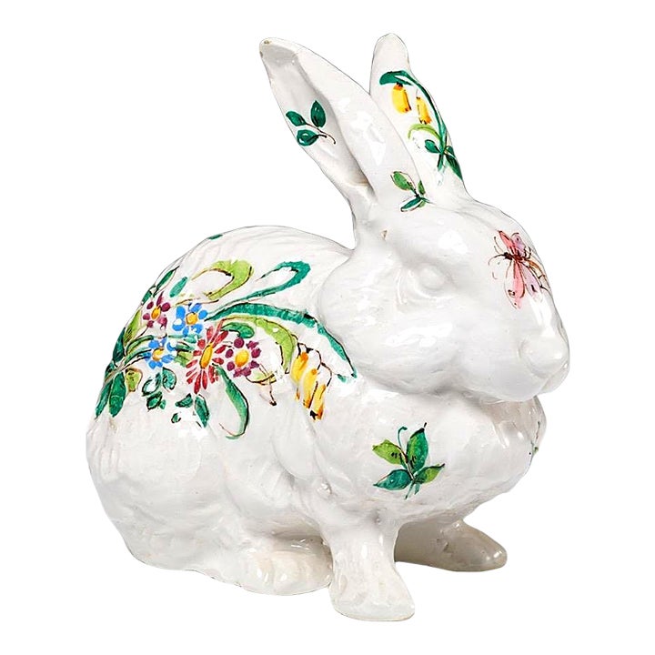 Mid Century Ugo Zaccagnini Majolica Italian Bunny Rabbit | Chairish