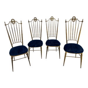 1960s Set of 4 Italian Brass Chiavari Chairs