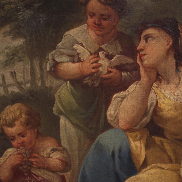 French Artist, Rococo Genre Scene, 1770, Oil on Canvas For Sale - Image 10 of 16