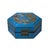Oriental Cerulean Blue Dragon Phoenix Graphic Hexagonal Container Box For Sale - Image 4 of 8