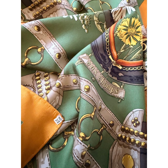 Textile Hermès Aux Champs 1990 Silk Scarf Designed by Cathy Latham For Sale - Image 7 of 12