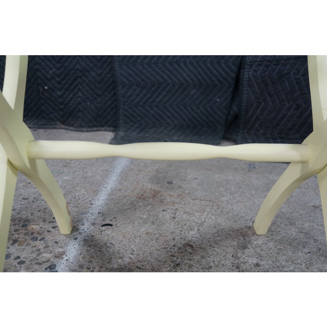 Gate House Ivory Contour Leg Wood Luggage Rack With 3 Petit Point Straps For Sale - Image 14 of 16