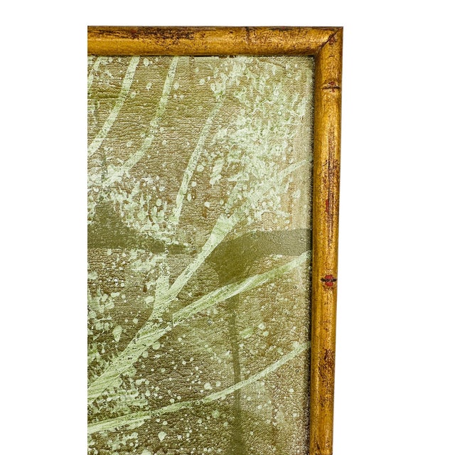 Massive Mid-Century Modern Lee Reynolds Botanical Oil Painting in Gold Gilt Faux Bamboo Wood Frame For Sale - Image 10 of 15