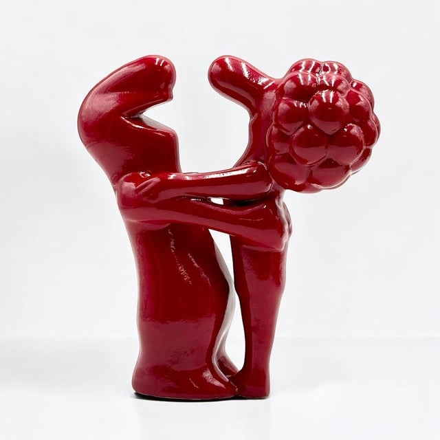 1960s Vintage Ceramic La Linea Figurines in Red by Osvaldo Cavandoli, 1960s, Set of 5 For Sale - Image 5 of 11