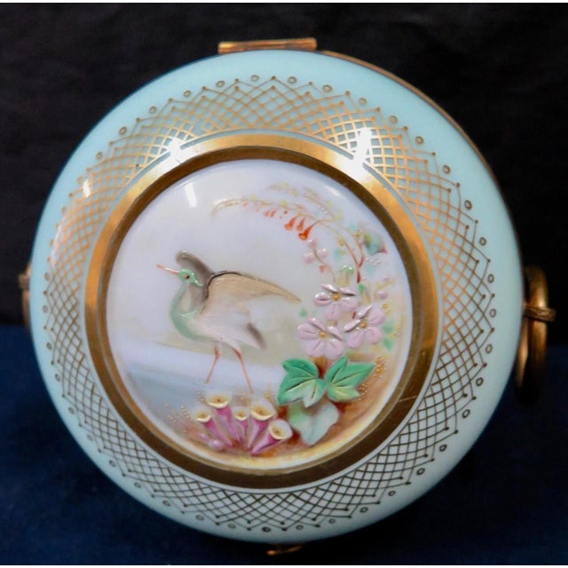 Vintage Victorian Late 19th Century Bristol Glass Trinket Box For Sale - Image 4 of 12