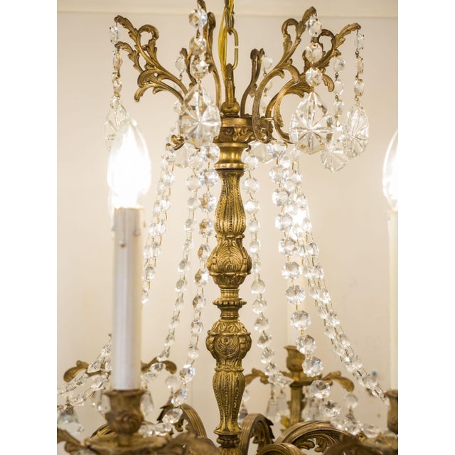 Traditional Vintage Louis XVI Chandelier in Bronze and Crystal, 1940s For Sale - Image 3 of 12