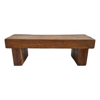 Vintage Thick Solid Wood Bench For Sale