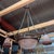 Degué: a substantial art nouveau wrought iron chandelier, dating from the early 20th century, featuring an elegant...