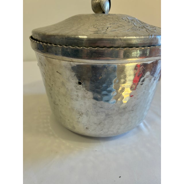 Vintage Hammered Aluminum Lidded Ice Bucket With Floral Details For Sale In Oklahoma City - Image 6 of 9