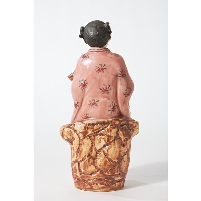 Ceramic Vintage Porcelain Figurine of Chinese Woman With Basket of Produce For Sale - Image 7 of 15