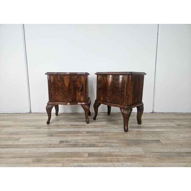 Chippendale Bedside Tables with Curved Doors and Carved Legs, 1950, Set of 2 For Sale - Image 4 of 15
