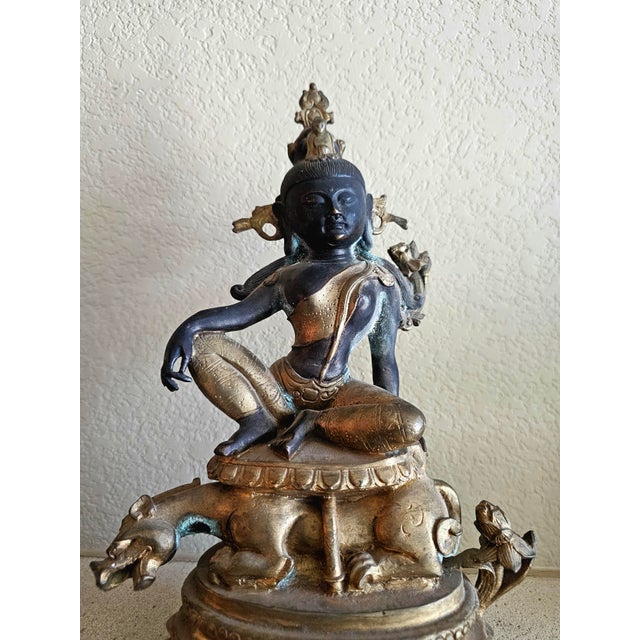 Bronze 19th Century Nepalese Bronze Lokeshvara (Padmapani) on Chimera For Sale - Image 8 of 12