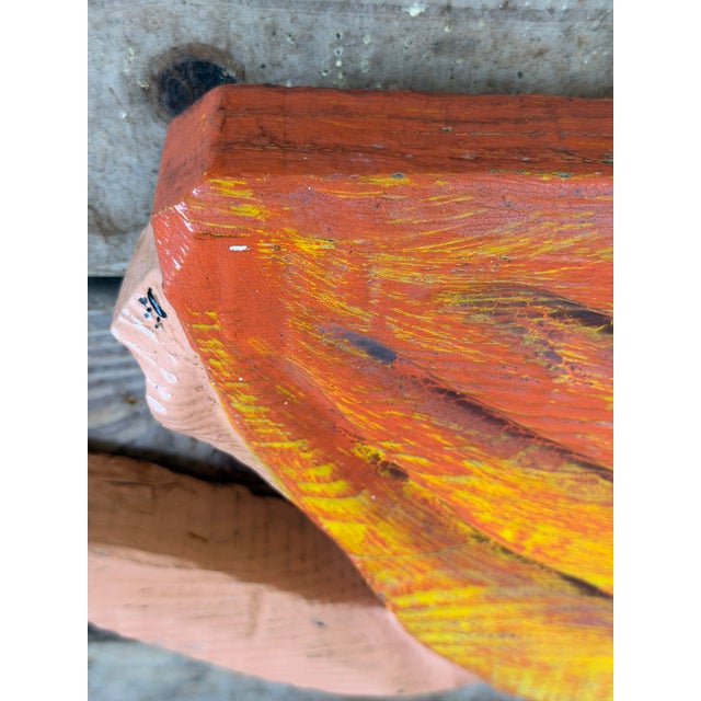 Wood Vintage Hand-Carved Coastal Folk Art Mermaid Wall Sculpture For Sale - Image 7 of 12