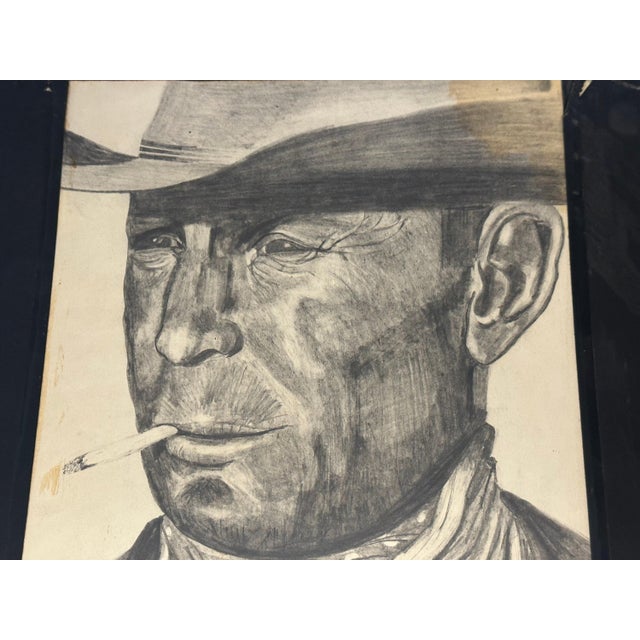 Pair of Original Folk Art Charcoal Drawings of June Marlowe & Clint Eastwood for your consideration. The Clint Eastwood...