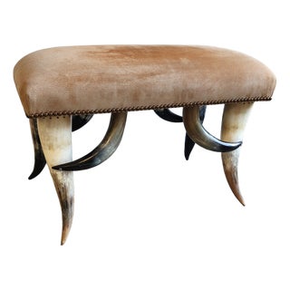 Mid 20th Century Hollywood Regency Steer Horn Bench/Ottoman - Manner of Anthony Redmile For Sale