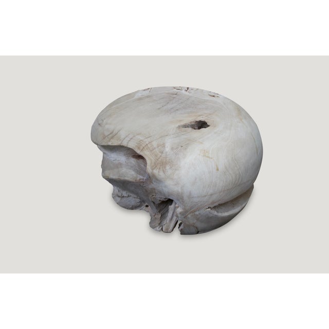 2010s Andrianna Shamaris St. Barts Bleached Teak Wood Coffee Table or Side Table For Sale - Image 5 of 6