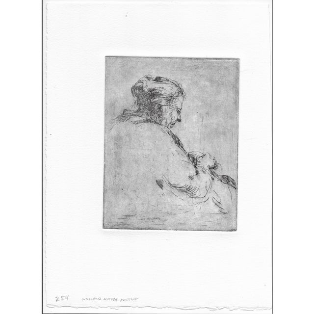 William Meyerowitz (1893-1981) "William's Mother Knitting" etching on paper. Signed in plate. Sheet: 11.25 x 8.5 inches...