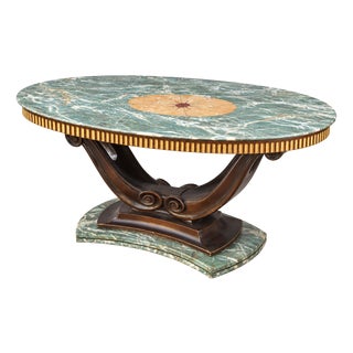 Italian Alps Green Marble Table with Grissinato Edge, 1935 For Sale