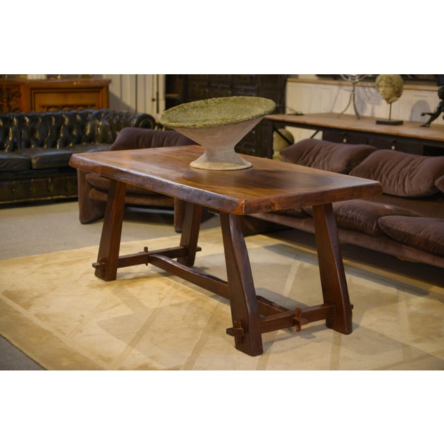 Wood Vintage Brutalist Elm Table by Aranjou, 1950s For Sale - Image 7 of 14