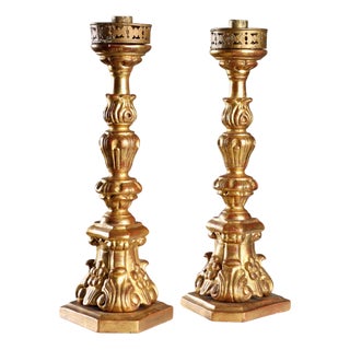 Wooden Torch Holders, Set of 2 For Sale