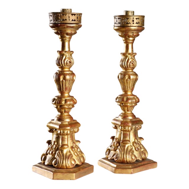 Wooden Torch Holders, Set of 2 For Sale