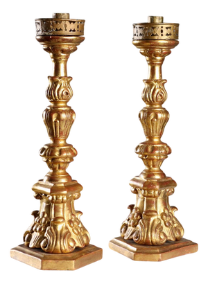 Wooden Torch Holders, Set of 2