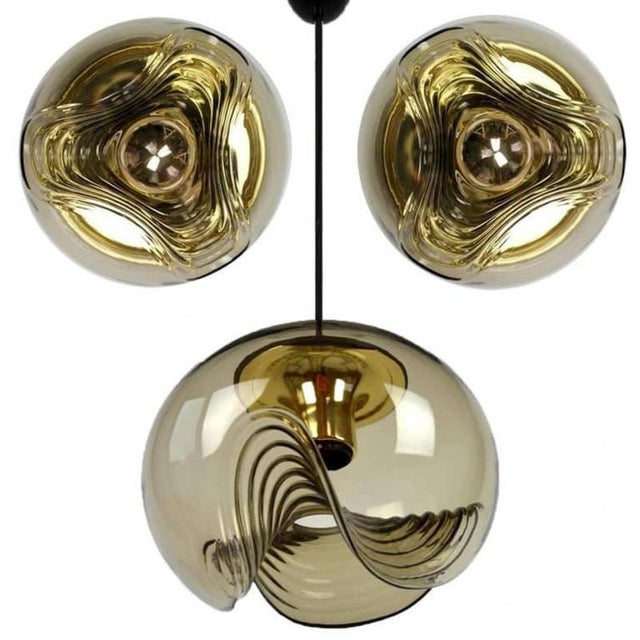 Gold Sconces and Pendant Lights by Koch & Lowy for Peill & Putzler, 1970s, Set of 4 For Sale - Image 8 of 18