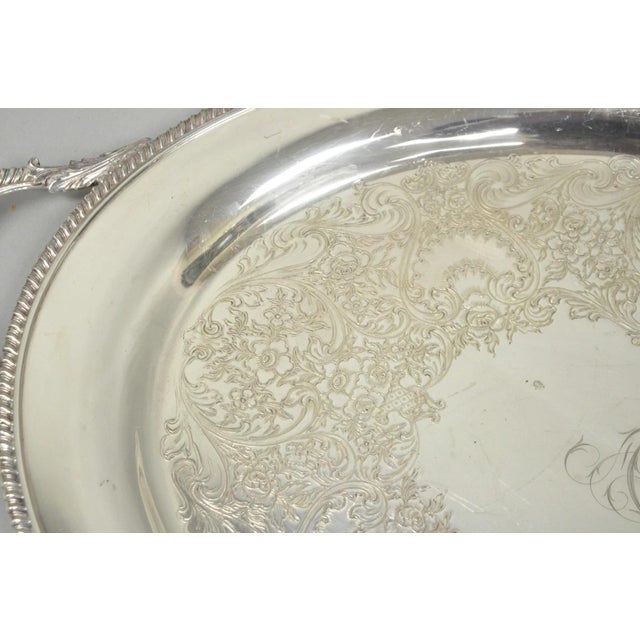 Vintage English Victorian Egw&s Silver Plated Oval Serving Platter Tray W/ Mono For Sale - Image 9 of 14