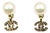 Chanel Vintage Pearl Gold Plated CC Fuchsia Crystal Piercing Earrings, Pair For Sale