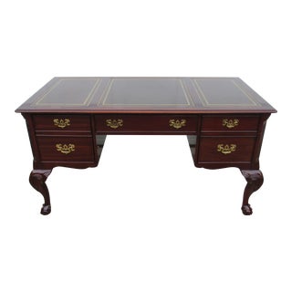 Sligh Chippendale Executive Desk Mahogany Leather Top For Sale
