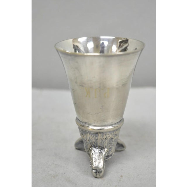 Metal Vintage Pewter Fox Head Silver Plated Stirrup Cup Hunting Equestrian Shot Glass For Sale - Image 7 of 13