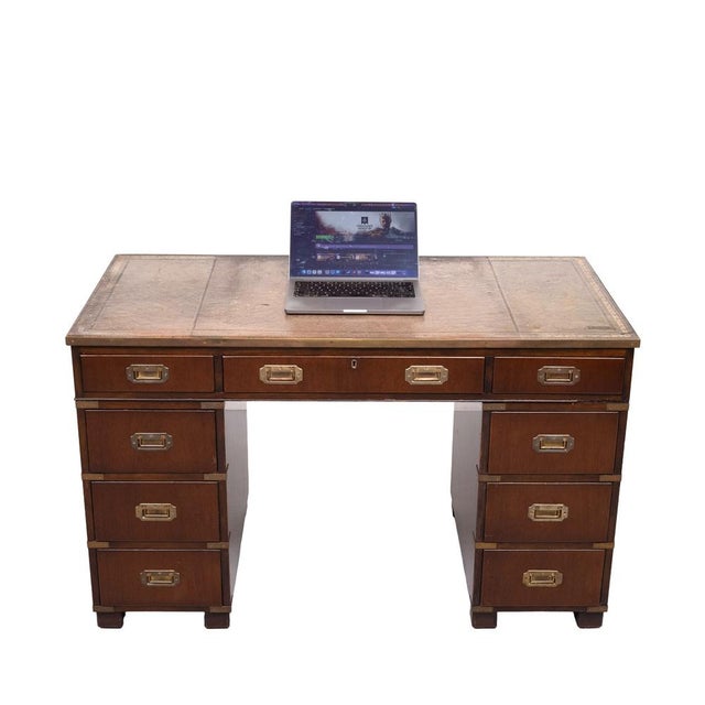 Mahogany Campaign Desk from N. Norton LTD, England, 1930s For Sale - Image 6 of 11