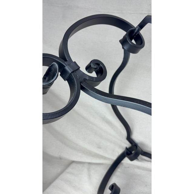 Metal 1950s French Hand-Wrought Iron With New Glass Table, 36" Diameter, Professionally Restored For Sale - Image 7 of 7