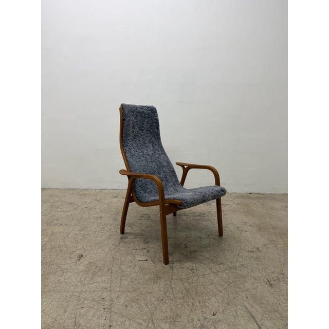 Wood Yngve Ekström Lamino Teak Wood Frame Armchair With Sheepskin Fabric for Swedese For Sale - Image 7 of 17