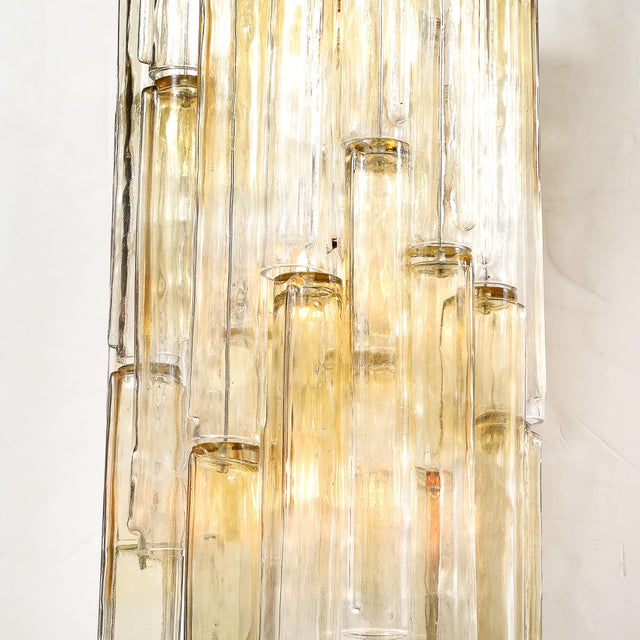 Venini Mid-Century Large Muted Citrine Calza Glass Chandelier Signed Venini For Sale - Image 4 of 18