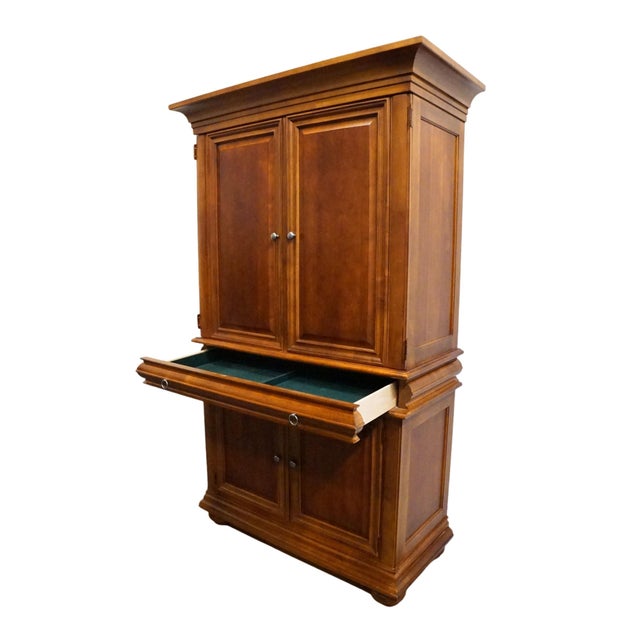 Wood Stanley Furniture Solid Cherry Contemporary Traditional 51" Tv Media Armoire 232-13-14 For Sale - Image 7 of 17