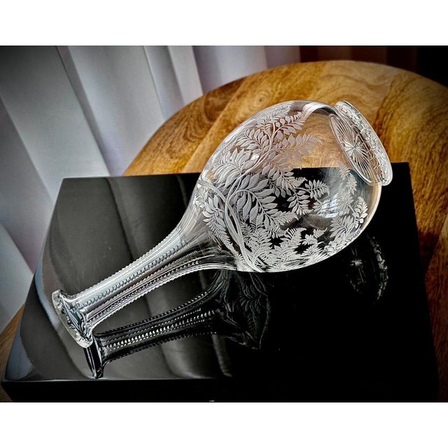 Victorian Stourbridge Fern Engraved Glass Decanters, 1880, Set of 2 For Sale - Image 8 of 17