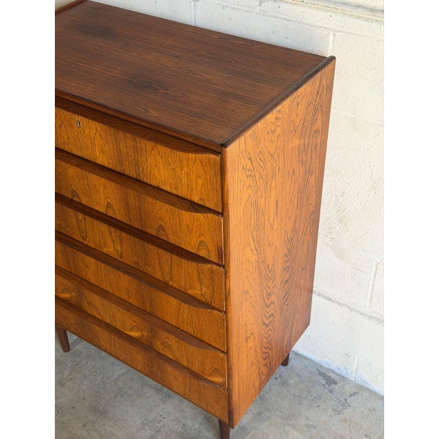 Rosewood Tall 6-Drawer Dresser Danish Mid-Century Modern High Chest 1960s For Sale In Los Angeles - Image 6 of 11