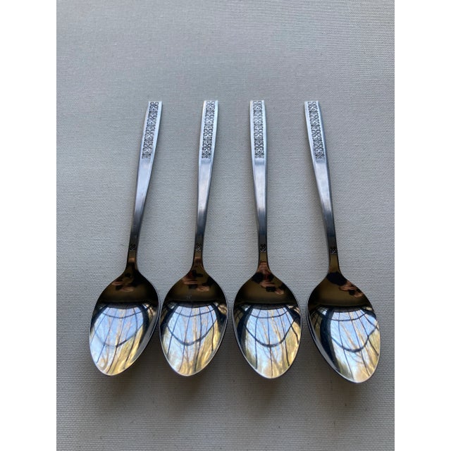 Metal Midcentury Rogers Insilco Elite Stainless Table Spoons- Set of 4 For Sale - Image 7 of 7
