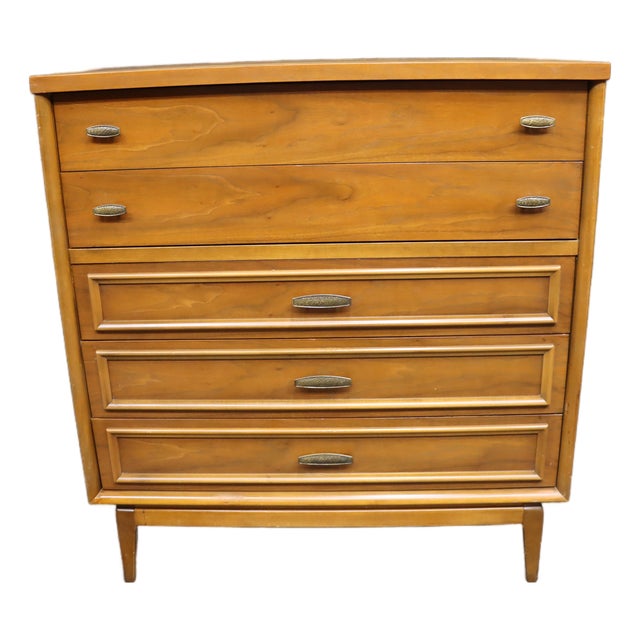 Mid-Century Modern Walnut Highboy Chest, Attributed to Broyhill For Sale