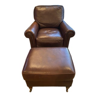 Hancock & Moore Leather Chair and Ottoman - 2 Pieces For Sale